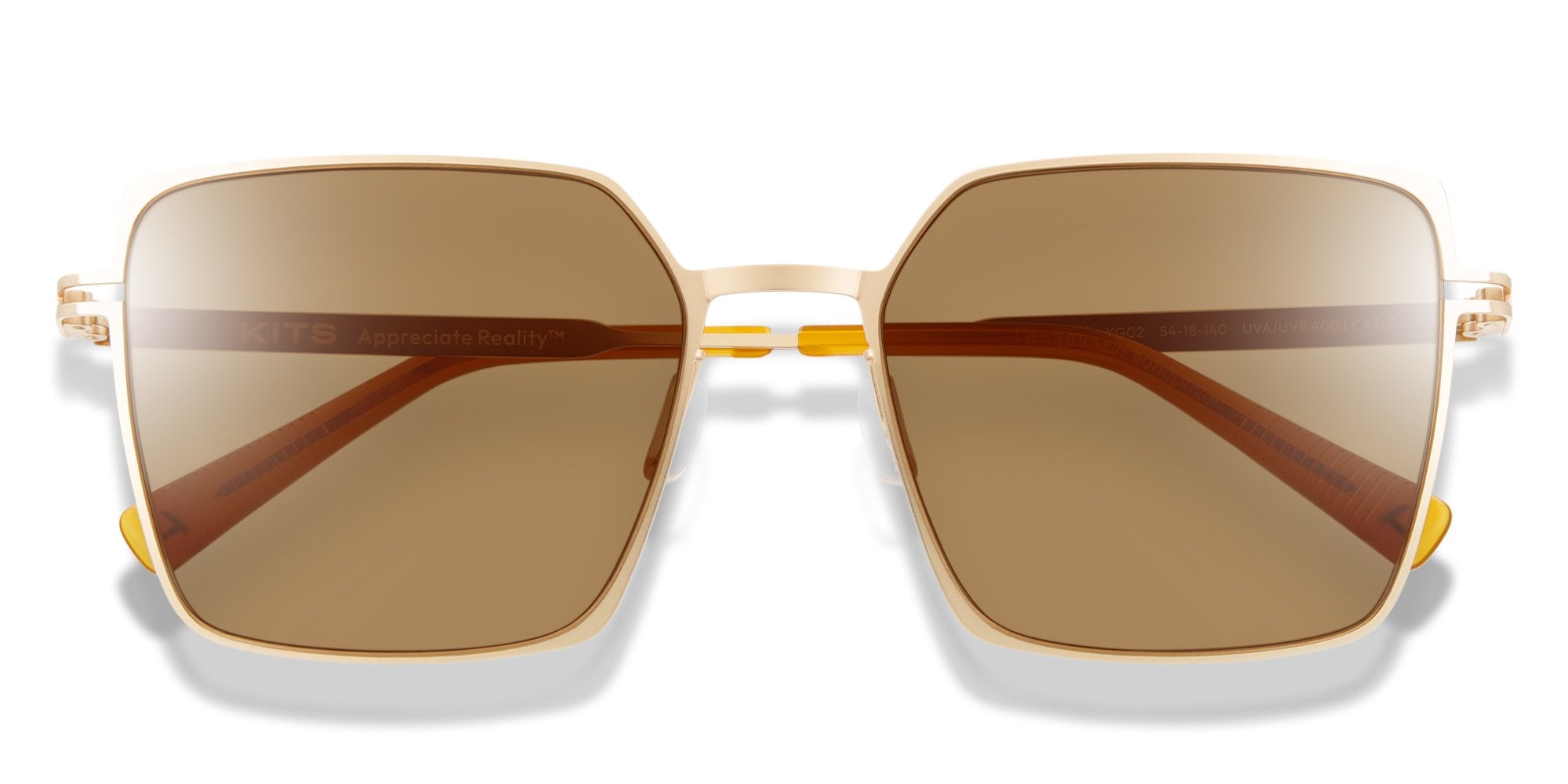 Matte Gold KITS Equinox Sun Sunglasses — Rectangle | KITS