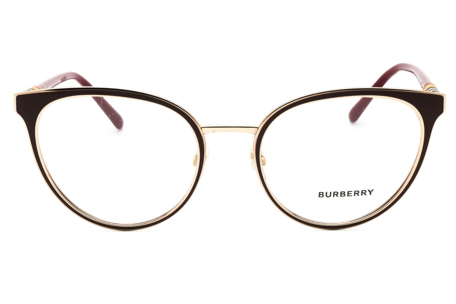 バーバリー B1317-D 1244 度入りレンズ Bordeaux/Light Gold Burberry BE1324 Eyeglasses — Round | KITS