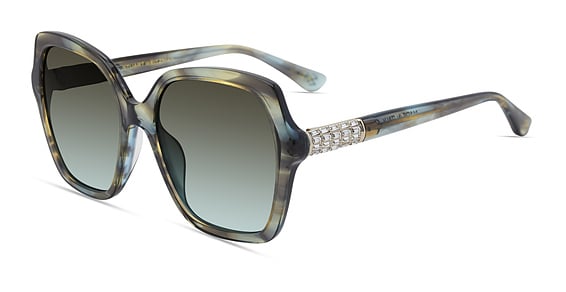 Stuart Weitzman WZN 8008/G/S - 6akib Green Hrn, Acetate, Rectangle frame