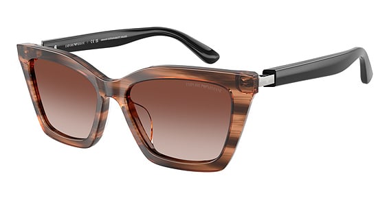 Emporio Armani EA4250U - Shiny Striped Brown, Plastic, Cat Eye frame