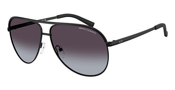 Armani Exchange AX2002 - Matte Black, Metal, Aviator frame