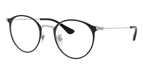 Ray-Ban RX6378F - Black ON Silver, Metal, Round frame