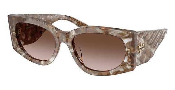 Tory Burch TY7221U - Clear & Brown Tort, Plastic, Oval frame