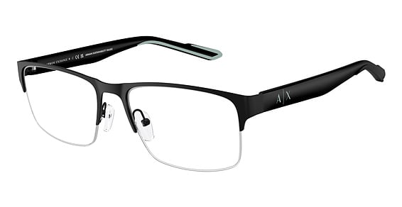 Armani Exchange AX1068 - Matte Black, Metal, Rectangle frame