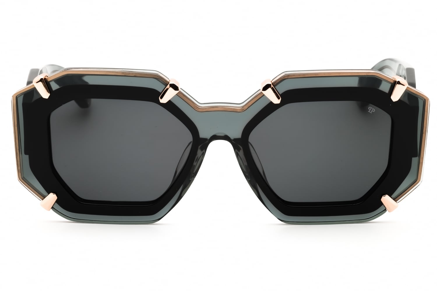 Philipp Plein SPP098V - Shiny Transparent Grey, Plastic, Oval frame