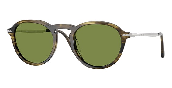Persol PO3383S - Striped Black And Olive, Plastic, Round frame