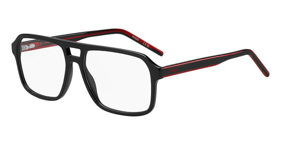 HUGO HG 1299 - Black Red, Acetate, Rectangle frame