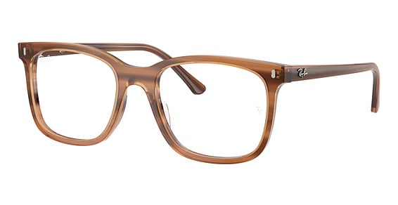 Ray-Ban RX5446 - Striped Brown, Plastic, Rectangle frame
