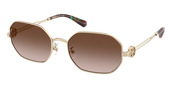 Tory Burch TY6113 - Shiny Light Gold, Metal, Geometric frame