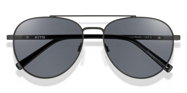 KITS Logan Sun - Matte Black, Stainless Steel, Aviator frame