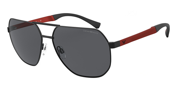 Emporio Armani EA2099D - Matte Black, Metal, Aviator frame