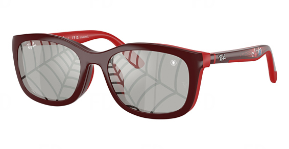Ray-Ban RJ9644S - Dark RED With Rubber RED, Acetate, Mixed Shapes frame