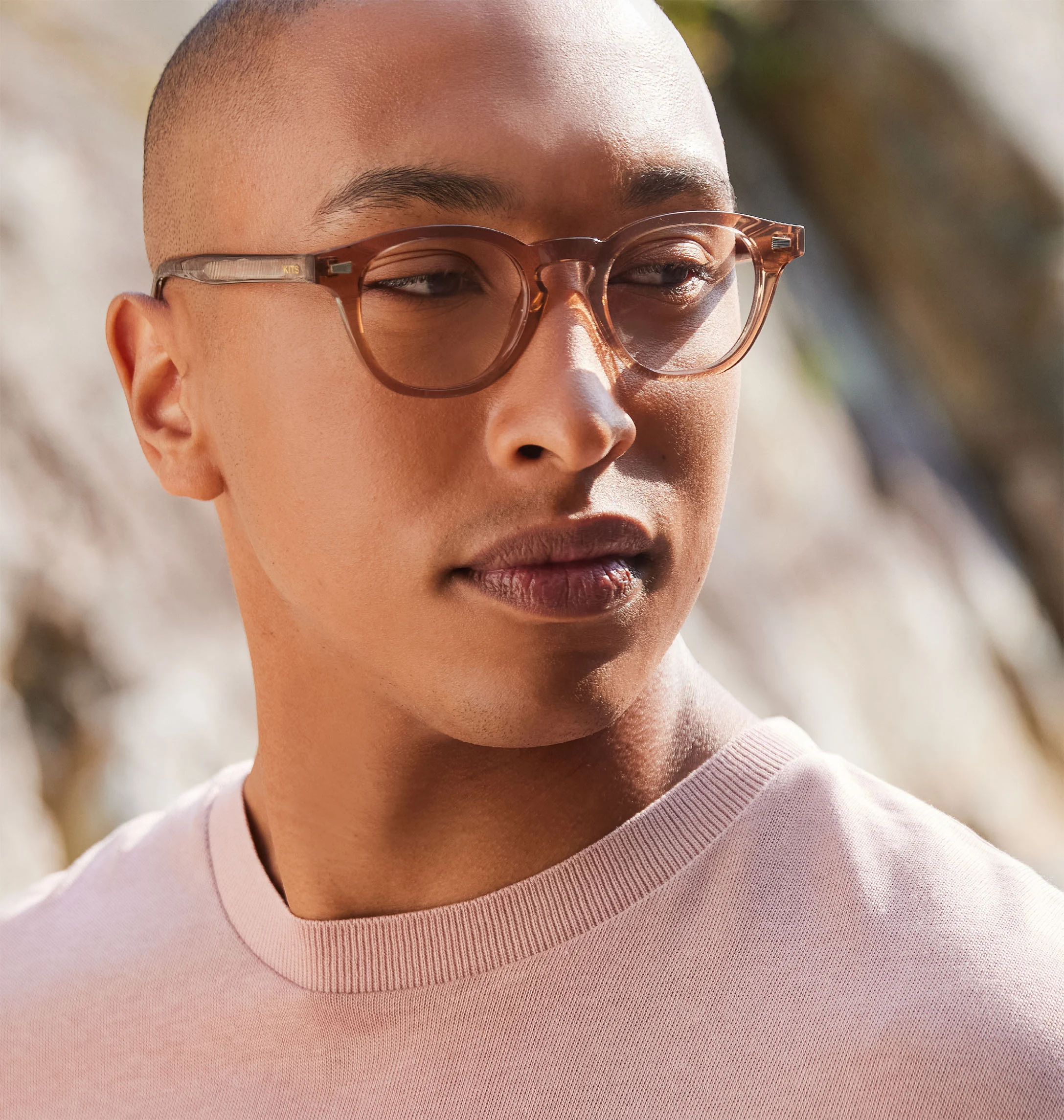 Customer wearing KITS eyeglasses